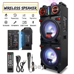 9000 Watts Bluetooth Speaker Dual 10 Woofer +1 Tweeter FM Party karaoke LED AUX