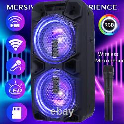 9000W Dual 10 Subwoofer Portable Bluetooth Party Speaker PA Karaoke System Mic