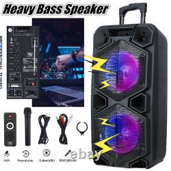 9000W Dual 10 Subwoofer Portable Bluetooth Party Speaker PA Karaoke System Mic