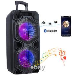 9000W Dual 10 Subwoofer Portable Bluetooth Party Speaker PA Karaoke System Mic