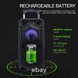 9000W LOUD Bluetooth Speaker Rechargable Dual 10 Subwoofer Party Karaok with Mic