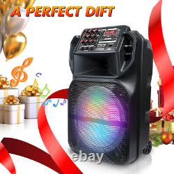 9000W Outdoor Bluetooth Speaker LOUD 12/15 Subwoofer Heavy Bass Party DJ & Mic