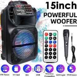 9000W Portable Bluetooth Speaker 15 Subwoofer Heavy Bass Party System AUX & Mic