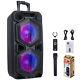 9000w Portable Bluetooth Speaker Dual 10 Woofer Fm Led Party Sound System Withmic