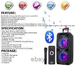 9000W Portable Bluetooth Speaker Dual 10 Woofer FM LED Party Sound System withmic