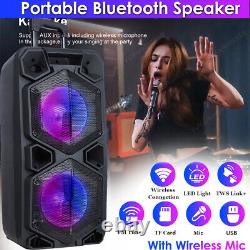 9000Watts Bluetooth Speaker Woofer Party FM Karaok DJ LED AUX Karaoke with mic