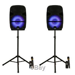 Acoustic Audio Rechargeable 12 Bluetooth Party Speakers with Lights Mics & Stands