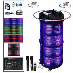 BEFREE BLUETOOTH PORTABLE DJ PARTY SPEAKER with 360 DEGREE SOUND LIGHTS 2 MICS