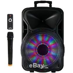 BEFREE SOUND 12 BLUETOOTH PORTABLE PARTY PA DJ SPEAKER witht LIGHTS MIC & REMOTE