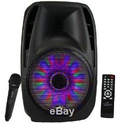 BEFREE SOUND 15 BLUETOOTH PORTABLE DJ PA PARTY SPEAKER with LIGHTS MIC REMOTE