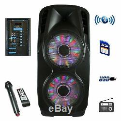 BEFREE SOUND 2x12 WOOFER PORTABLE BLUETOOTH PA DJ PARTY SPEAKER withMIC & LIGHTS