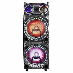 BEFREE SOUND DUAL 10 BLUETOOTH PORTABLE DJ PA PARTY SPEAKER with LIGHTS MIC USB