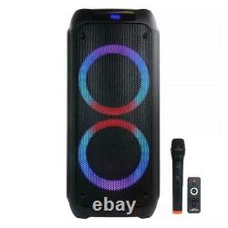 BEFREE SOUND DUAL 8 PORTABLE PARTY SPEAKER /w BLUETOOTH WIRELESS LIGHTS REMOTE