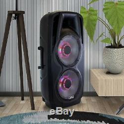 BLUETOOTH Portable 3000w PARTY PA SPEAKER with DUAL 12 Subwoofer BASS AMP & MIC