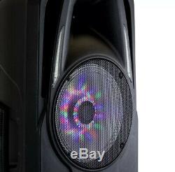 BLUETOOTH Portable DJ PA Party Speaker with Dual 10 Woofer AMP LED Lights Bass
