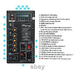 BT Portable Party Karaoke Bluetooth Dual 10 Woofer Speaker DJ Light Mic Remote