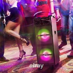 BeFree 2 x 10 Inch Subwoofers Portable Bluetooth PA DJ Party Speaker Lights, Mic
