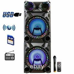 BeFree 2000W PMPO Dual 12 Portable Bluetooth PA DJ Party Speaker Lights Karaoke