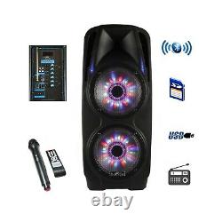 BeFree Dual 10 2000 Watt Subwoofer Portable Bluetooth Party PA DJ Speaker MIC