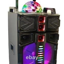BeFree Dual 12 Subwoofer Portable Bluetooth PA DJ Party Speaker Lights Karaoke