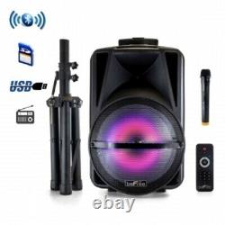 BeFree Sound 12 In Bluetooth Rechargeable Portable PA Party Speaker with Stand