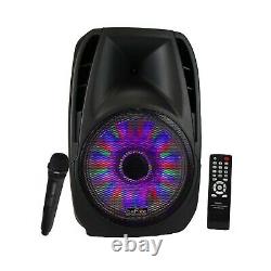 BeFree Sound 15 5000W PMPO PA DJ Party Speaker w Bluetooth Lights Mic Remote FM