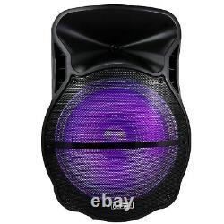 BeFree Sound 18 Bluetooth Portable DJ PA Party Speaker w Lights USB/SD FM Mic