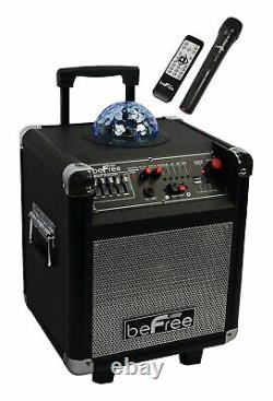 BeFree Sound 6.5 Bluetooth PA DJ Speaker w Party Disco Light Remote MIC Guitar