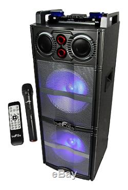 BeFree Sound BFS-5501 Double Subwoofer Bluetooth Portable Party Speaker with Re