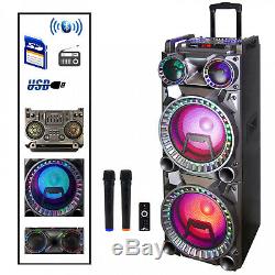 BeFree Sound Dual 10 In Subwoofer Portable Party Speaker Remote Control Mic NEW