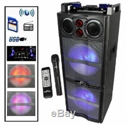 BeFree Sound Dual 10 Subwoofer Bluetooth Portable DJ PA Party Speaker Mic USB