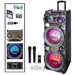 Befree Dual 10 Subwoofer Bluetooth Dj Pa Party Speaker Lights Usb/sd Aux 2 Mics