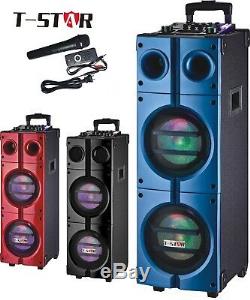 Big Party Dual 8 Portable Rolling DJ PA Speaker Outdoor Bluetooth Karaoke LED