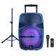 Blue Rechargeable Portable Led Party Speaker With Bluetooth, Microphone & Tripod