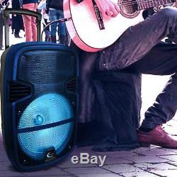 Blue Rechargeable Portable LED Party Speaker with Bluetooth, Microphone & Tripod