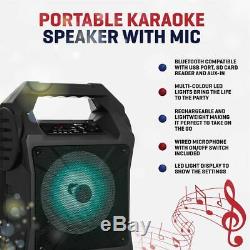 Bluetooth Karaoke Machine Portable Party Lights Mics LED Light Speaker Songs MP3