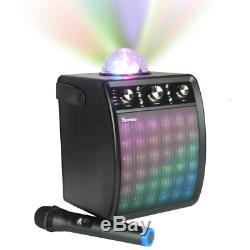 Bluetooth Karaoke Machine, Portable Speaker & Party Light with Wireless Mic