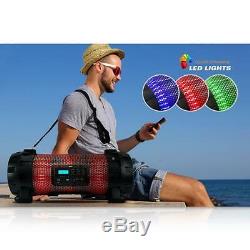 Bluetooth + NFC BoomBox Stereo Speaker System with Multi-Color LED Party Lights