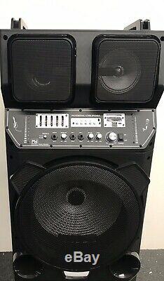 Bluetooth Party DJ Speaker Dual 15 inch with Equalizer + Lights + Wired Mic