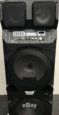Bluetooth Party DJ Speaker Dual 15 inch with Equalizer + Lights + Wired Mic