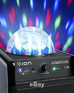 Bluetooth Portable Party Speaker Multi-Color LED Lights with Disco Ball AUX-IN