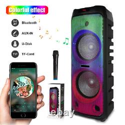 Bluetooth Portable Party Speaker Wireless Subwoofer Heavy Bass System AUX LED