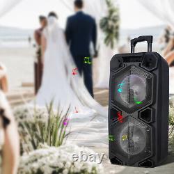 Bluetooth Speaker Dual 10 Subwoofer Sound System Party FM Karaok DJ Light 9000W