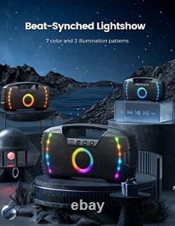Bluetooth Speaker Loud Stereo Sound Waterproof with Beat-Driven Lights Party