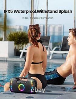 Bluetooth Speaker Loud Stereo Sound Waterproof with Beat-Driven Lights Party