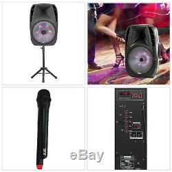 Bluetooth Speaker Portable Party PA Loudspeaker Wireless Microphone Stand 15