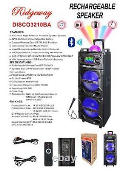 Bluetooth Woofer Speaker Heavy Duty System Party FM Karaoke Disco LED AUX withMic