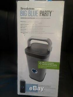 Brookstone Big Blue Party Wireless Portable Speaker System Grey NEW