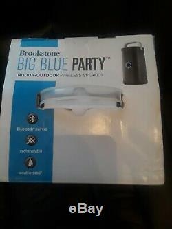 Brookstone Big Blue Party Wireless Portable Speaker System Grey NEW