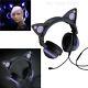 Cat Ear Headphones Speaker Gaming Mic Light Glow Cosplay Headset Furry Party New